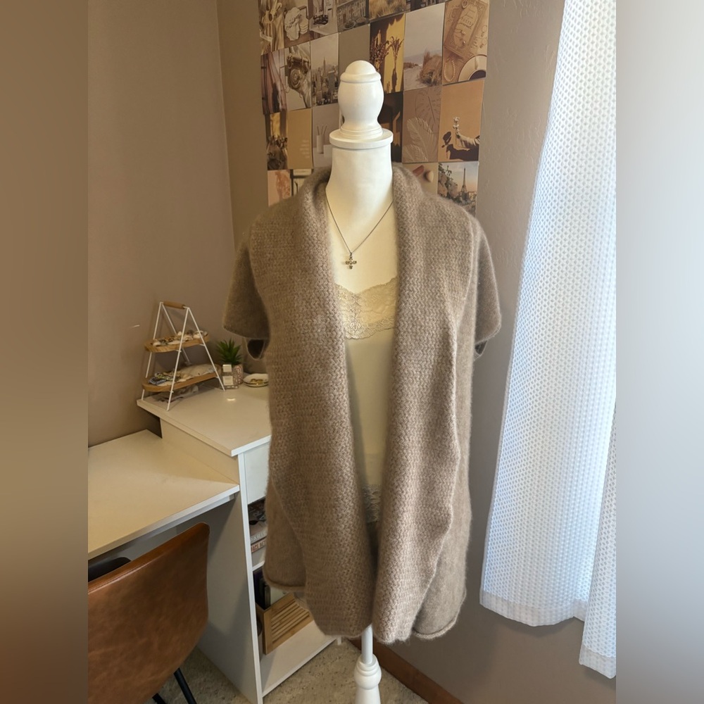 Eileen Fisher tan cashmere cardigan size small